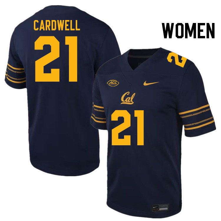 Women #21 Byron Cardwell California Golden Bears ACC Conference College Football Jerseys Stitched Sa